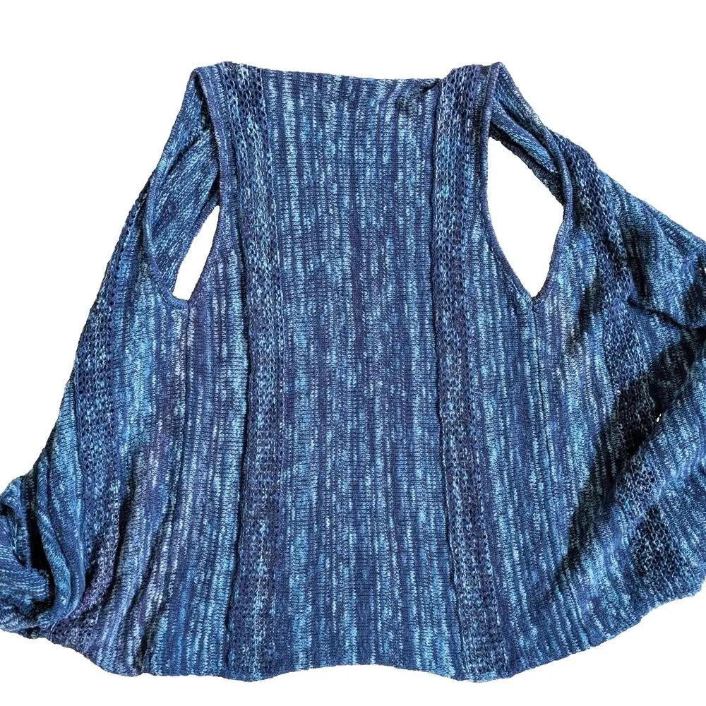 Cato C EST. 1946 Blue Marled Knit Sweater Vest Longline Open Front Cardigan L - Picture 7 of 13